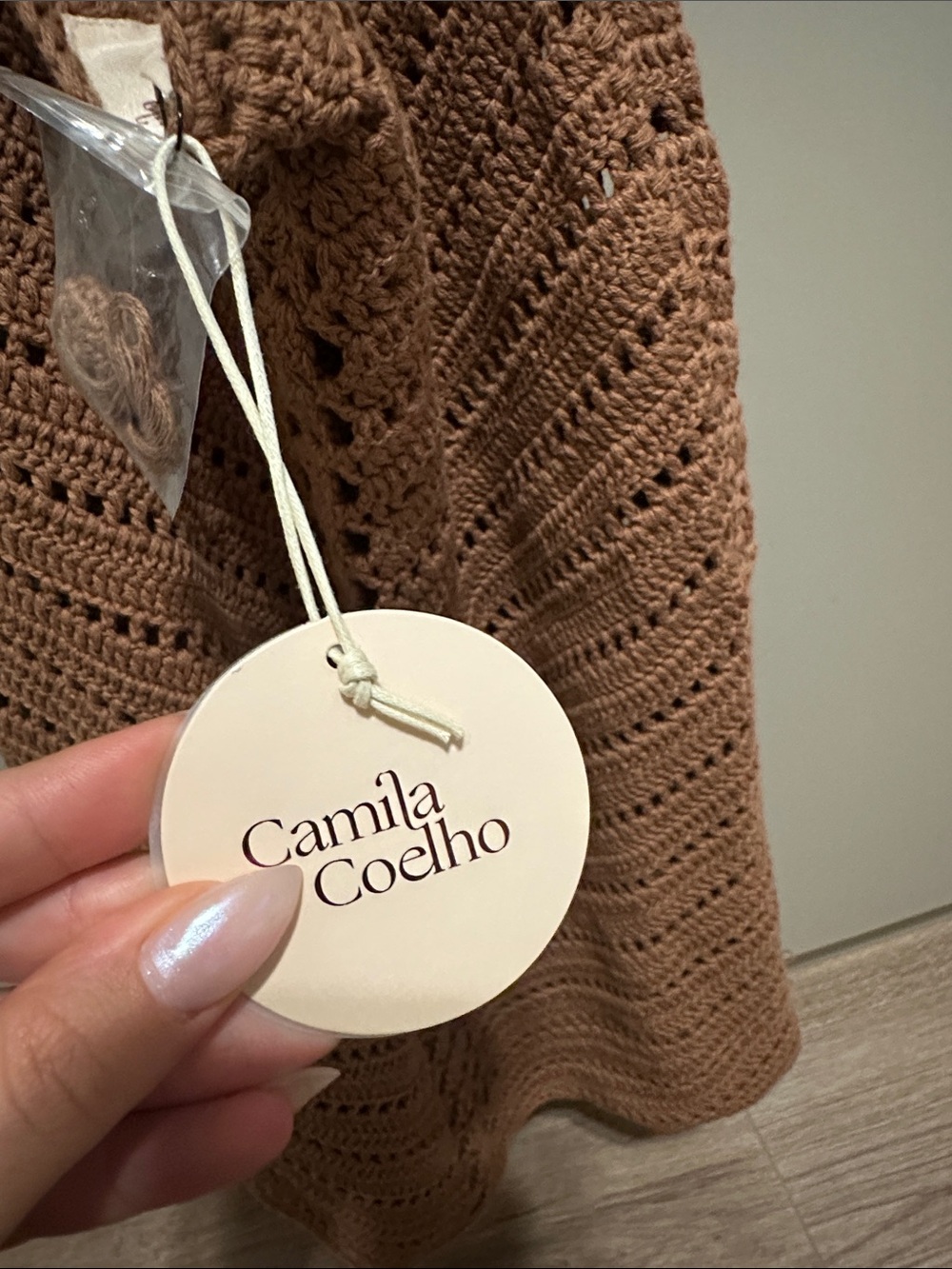 Camila Coelho Lyssa Revolve Hand Crochet Halter Mini Dress in Brown Size S - Picture 7 of 7
